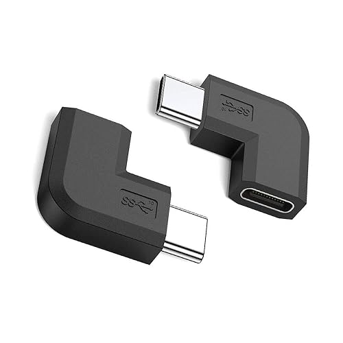 Aoiutrn 90 Degree Type USB C Adapter, 2 Pack USB C to USB-C Fast Charger and Transfer Converter [Right Angle] Compatible for Switch, Notebook…