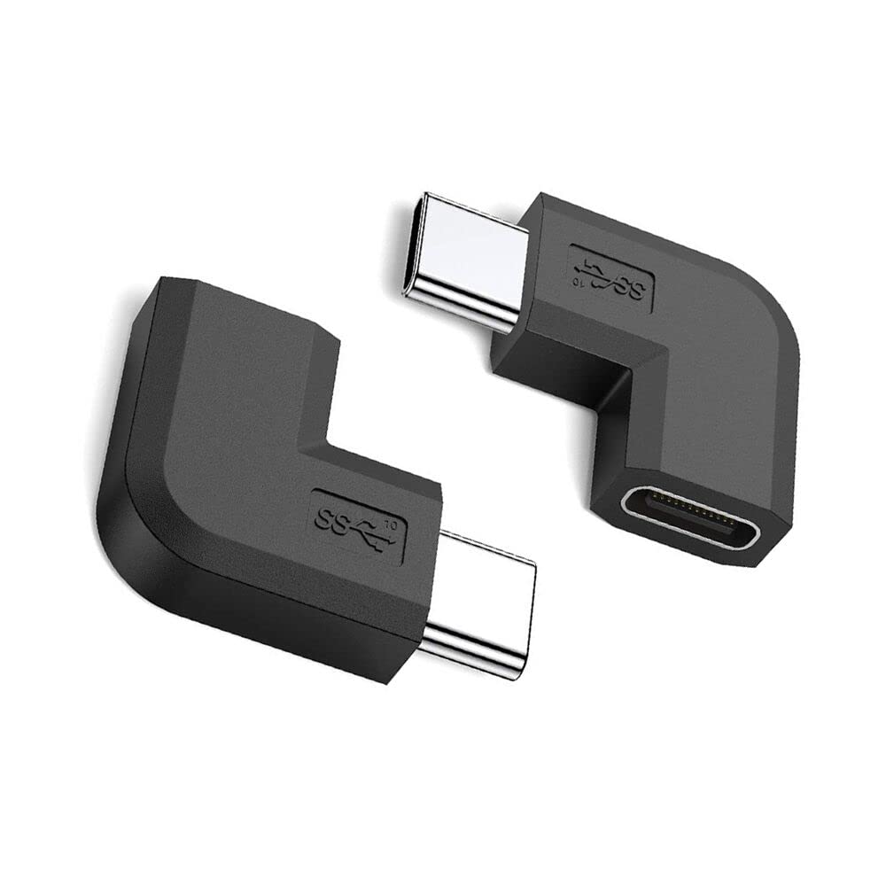 Aoiutrn 90 Degree Type USB C Adapter, 2 Pack USB C to USB-C Fast Charger and Transfer Converter [Right Angle] Compatible for Switch, Notebook…