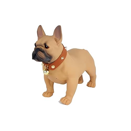 Max Power Bulldog Style Bluetooth Speaker - MD568 - Rechargeable, FM Radio, Brown - Dog Collar Included