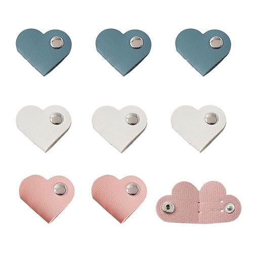 Ximimark 9pc Chic Heart-Shaped Faux Leather Cable Organizer Set, 3/6pcs - Versatile Earbud & Cord Winder for Headphones, Charging Cables