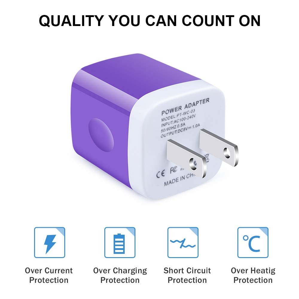 USB Wall Plug,GiGreen Single Port Fast Charging Block 5Pack USB Charging Plug Cube Wall Adapter Compatible iPhone 17 Pro Max Air 16 Plus 15 14 13 12