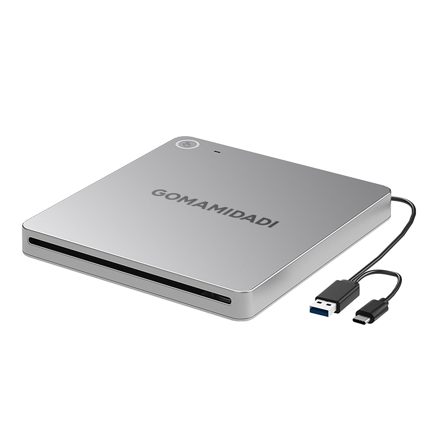 GOMAMIDADI External DVD CD Drive, USB 3.0 & Type-C Portable Burner & Reader for Laptop, PC, Mac, Windows 11/10/8/7, Plug & Play, Lightweight Design