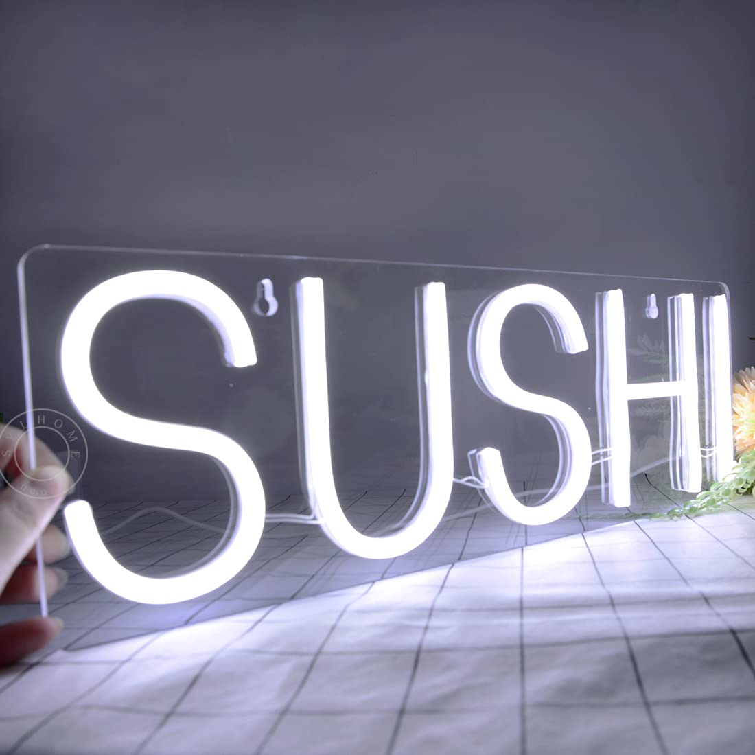 SYLHOME Sushi Led Neon Light Sign Business Light Up Sign Wall Windows Hanging Decor Restaurant Advertising Banner Sushi Table Japanese Themed Party