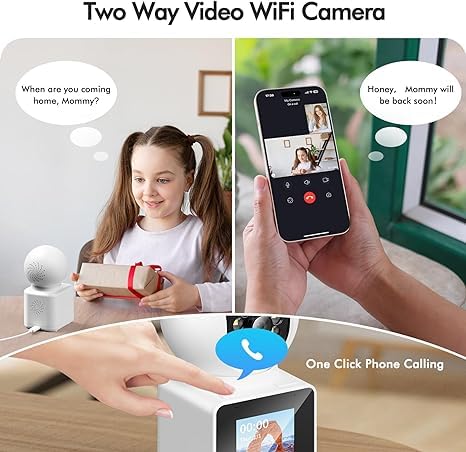 NAZRIO Home Two Way Video Camera, 2.4" Indoor 2K Cameras for Baby & Elderly Care, Pet/Dog/Cat Cam, AI Siren Security, Night Vision, Phone App, 2.4Ghz