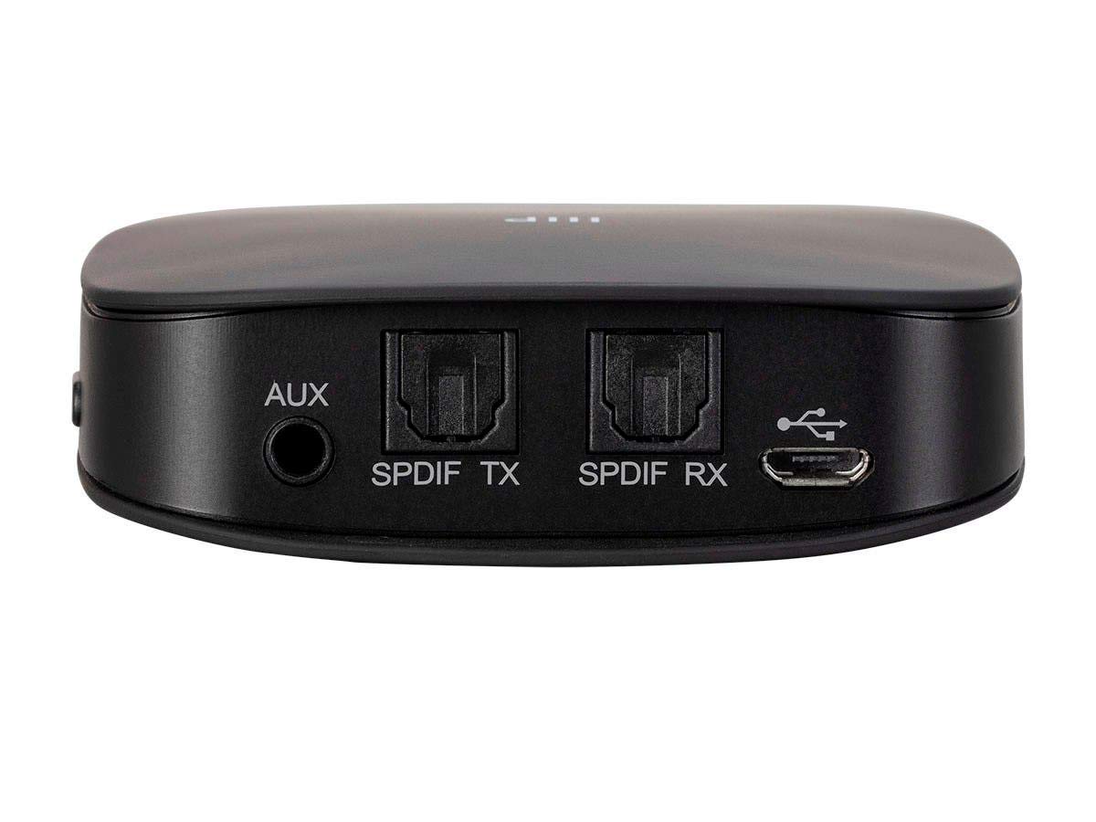 Monoprice Premium Bluetooth 5 Transmitter & Receiver with aptx HD, aptX, aptX Low Latency, AAC, and SBC Codecs and Optical and Aux Inputs Small