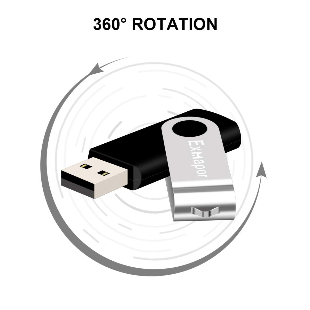 USB Flash Drive 32GB Exmapor USB Drive Swivel Thumb Drive Bulk Memory Stick with LED Indicator 10 Pack(Mixed Colors: White, Green, Red, Blue, Black)