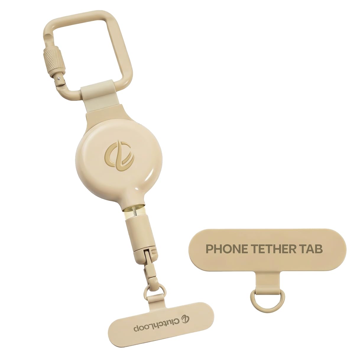 ClutchLoop 2 Anti-Theft Phone Tether - Magnetic Connection, Metal Anchor, Retractable Steel Line and Locking Carabiner (Latte)