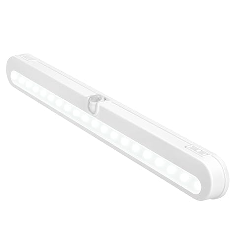 BLS T01L LED Closet Light, Super Bright 20 LED Under Cabinet Lighting Battery Powered/DC Input Wireless Motion Sensing Light, Auto On Off Switch