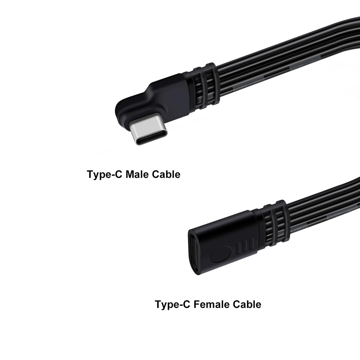 HuaLiSiJi 90 Degree UBS C Extension Flat Cable UBS C Male to Female Cable Support 480 Mbit/s Data Transmission and PD Charging for Type C Flash