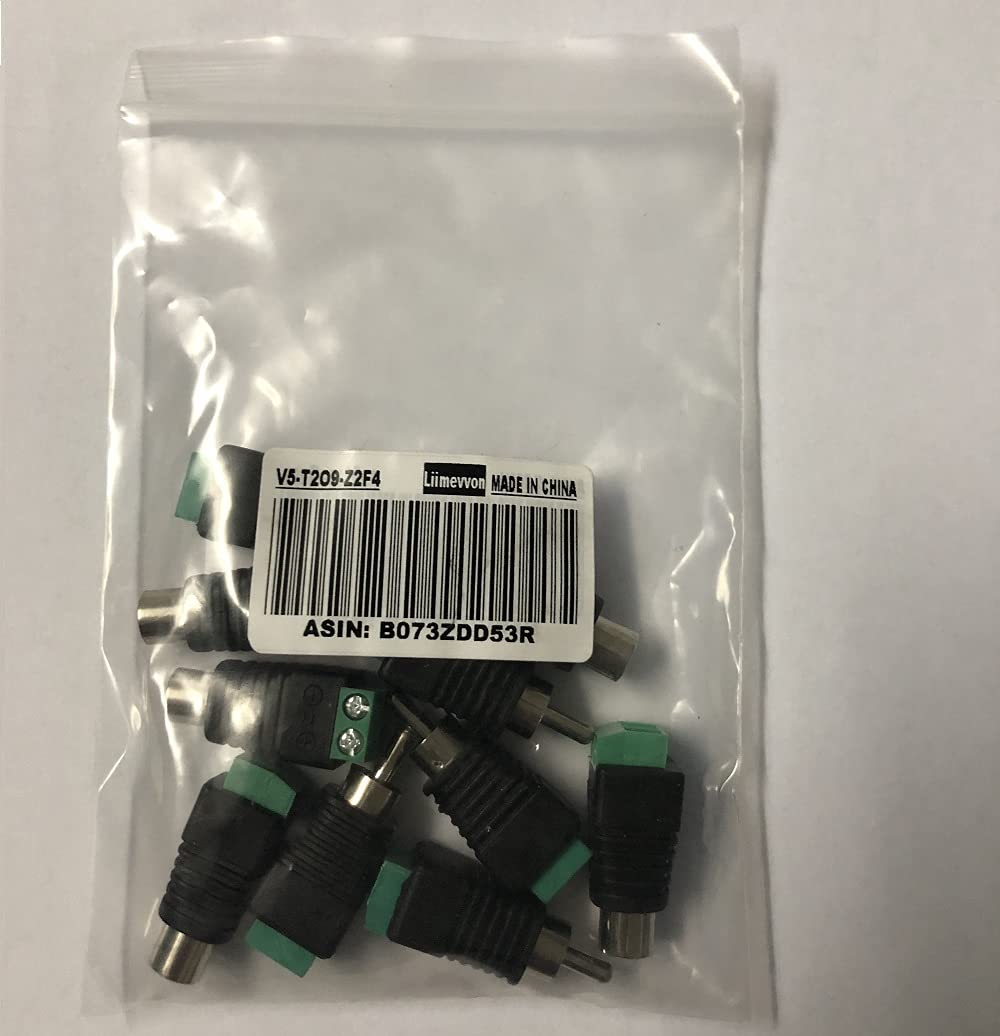 Liimevvon Lemoy 10-Pack Phono RCA Male and Female Plug to AV Screw Terminal Audio/Video Connector Adapter (5 Male & 5 Female)