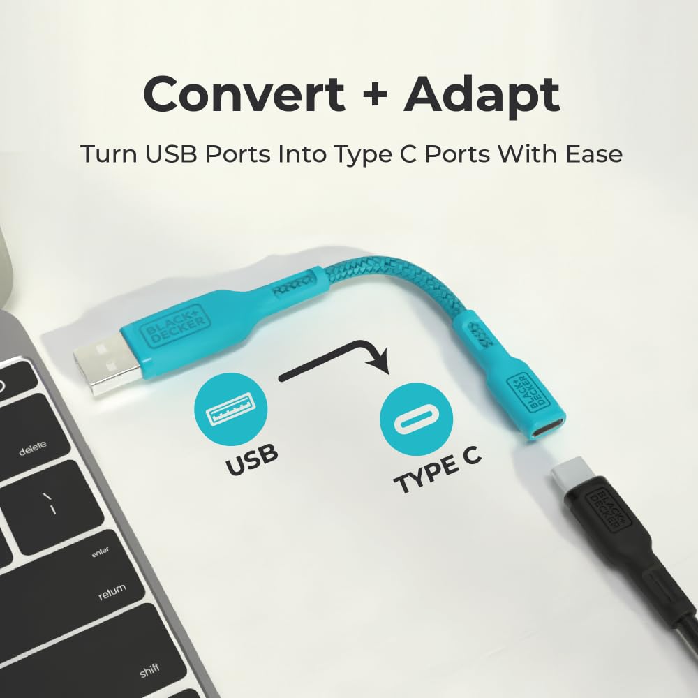 BLACK+DECKER USB C to USB Adapter [2 Pack] Type C Female to USBA Male OTG Cable USBA to USBC Adapter Apple Compatible with MacBook Pro/Air iPhone…