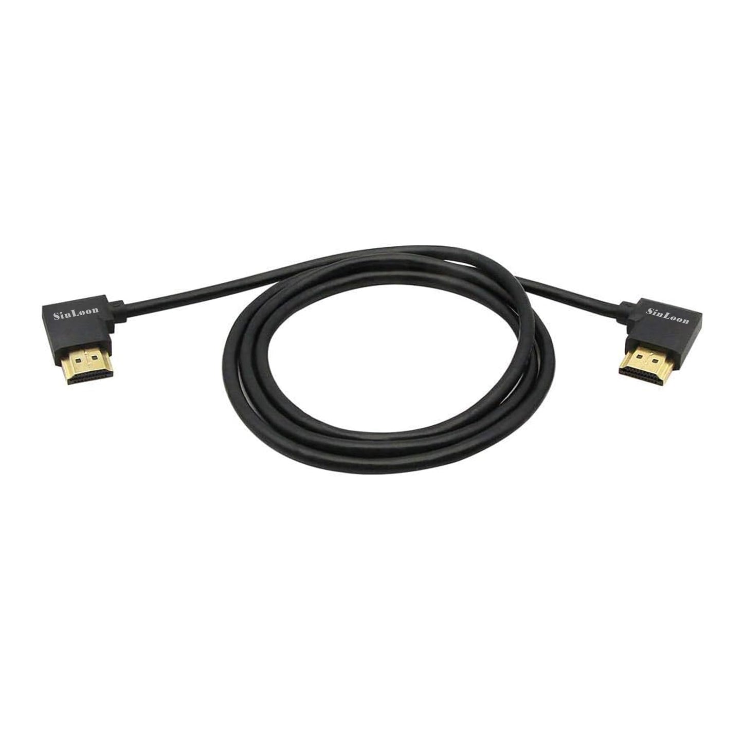 SinLoon 90 Angle HDMI Cable Gold Plated High Speed Right & Left Degree HDMI Male to Male Adapter Cable Supports Ethernet, 3D and Audio Return(HDMI R