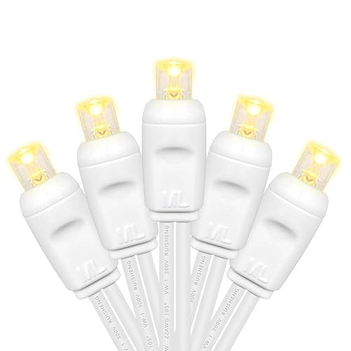 Yirunfa Christmas Lights 50 LED 17FT Commercial Mini LED String Lights, 120V UL, White Wire Xmas Lights for Indoor & Outdoor Use, Holiday Party