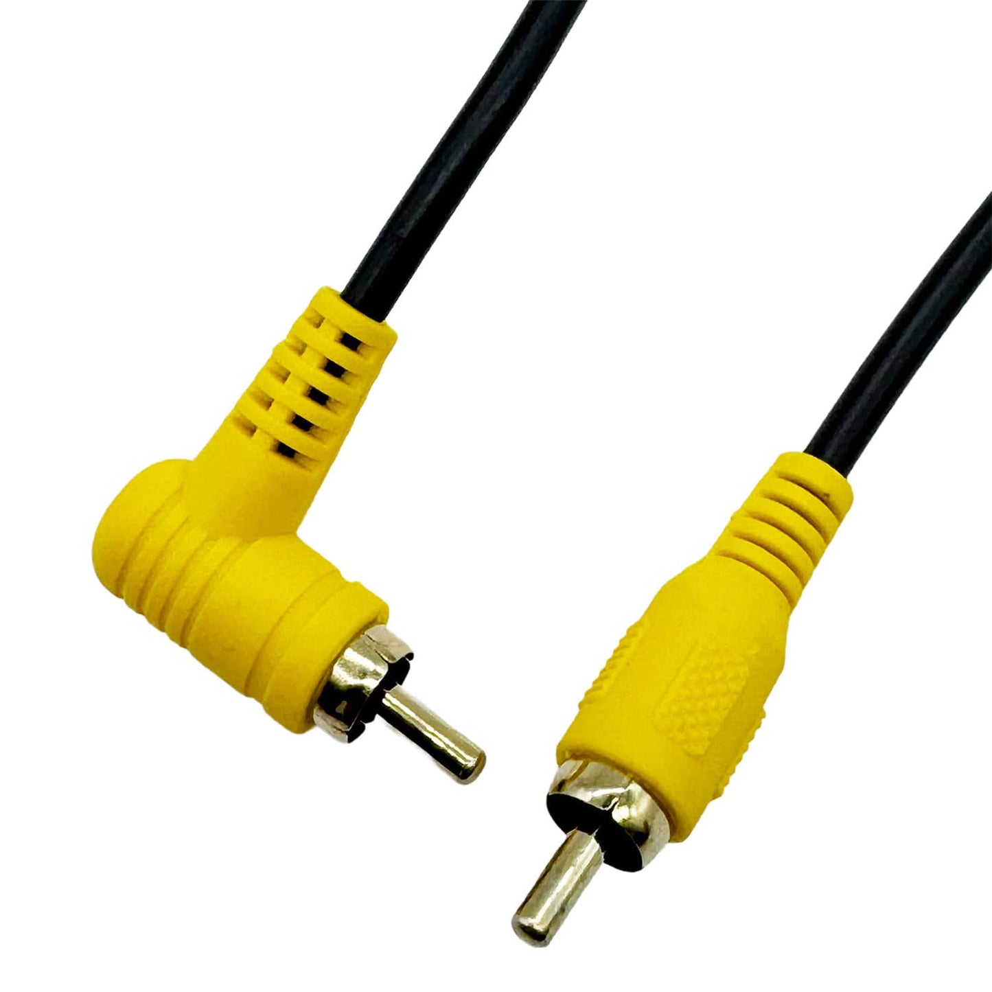 UpperFu 2Pcs RCA Phono Right Angle 90 Degree Male to Male Audio Subwoofer Cable Stereo RCA Projector Cable Gold Plated for Amplifiers Home Theater