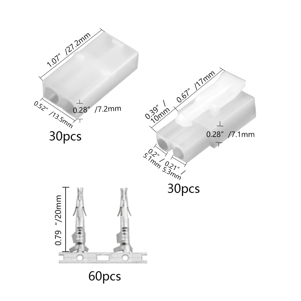 WMYCONGCONG 30 Pairs Male Female Connector with Pins Compatible with Large Tamiya Connector Type A