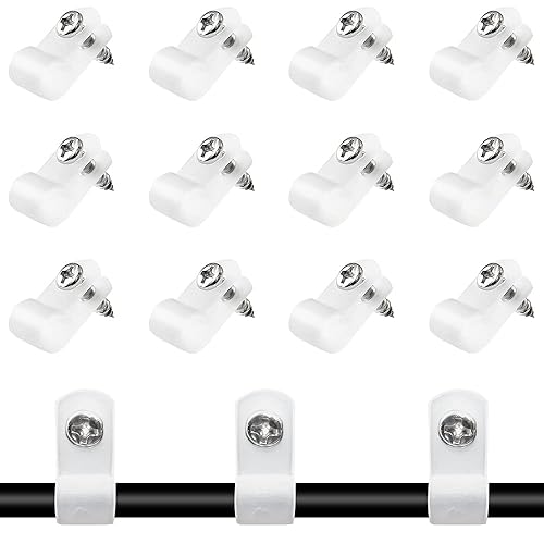 Rierdge 100 Pcs 1/4 Inch R-Type Clip Clamp, Nylon P-Type Mounting Clips, Cable Clip Wire Clamp for Wire Management, Stainless Steel Screws Included