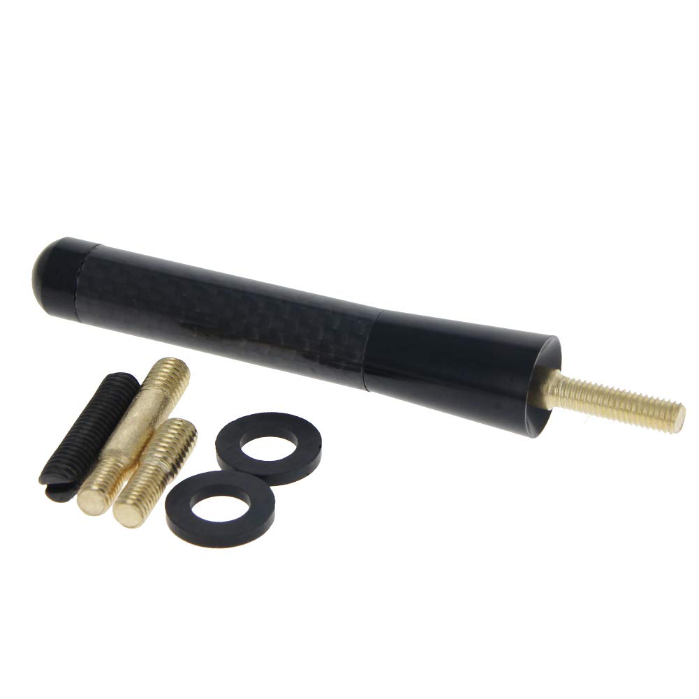 Othmro Universal 3 inches 80mm Black Carbon Fiber Pattern Screw-on Short Car Radio Antenna Black 1 pcs