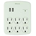 Woods 41079 Surge Protector with 6 Outlets and 2 USB Type A Ports with 1000J of Protection; White