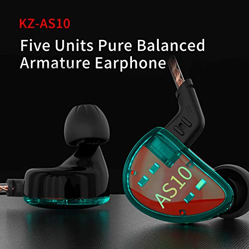 KZ AS10 in-Ear Monitors 5 Balanced Armature Driver Headset, Noise Cancelling Headphones IEMs Earphones with Detachable 2 Pin Cable…