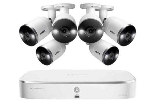 Lorex Technology N4K2SD-86WB Surveillance System Featuring N842A82 Fusion 4K 2TB NVR and 6 E892AB 4K 8MP Active Deterrence Bullet Camera