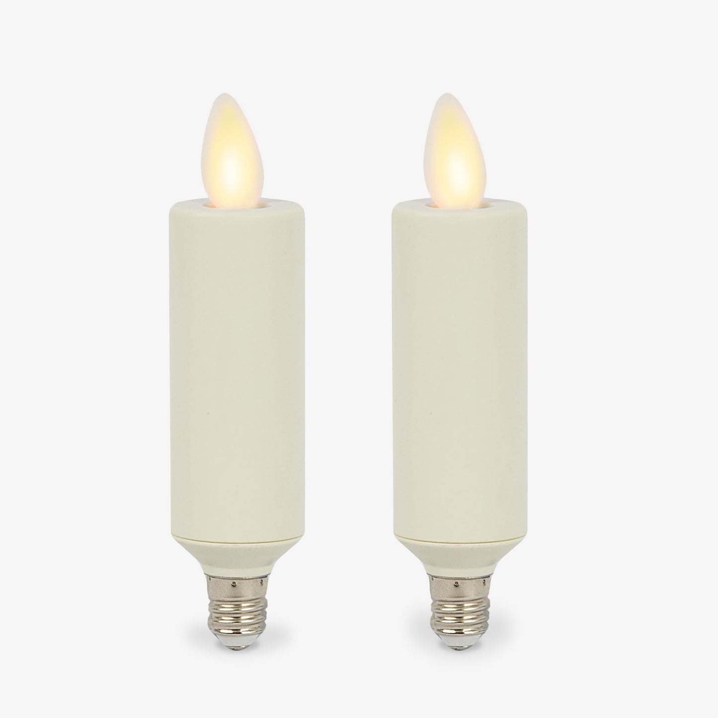 Luminara Set of 2 Pearl Ivory Flameless Candle E12 Taper Bulbs Flat Top - 1" x 4" for Chandeliers, Wall Sconces and Lighting Fixtures