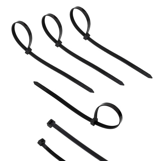 Each 100 Pack KOOWIN 4+6+8+12 inch Self-Locking Eco-Friendly Black Nylon Plastic Cable Zip Ties Assorted Sizes Heavy Duty Wire Tie Wraps for Home