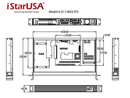 iStarUSA D Value D-118V2-ITX 1U Rackmount Mini-ITX Server Chassis (Black)