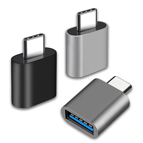 USB C to USB Adapter, Type C Thunderbolt 4 OTG Converter, USB C Male to USB 3.0 Female Adapter (3-Pack) for Apple MacBook Pro, Mac Book, iPad…