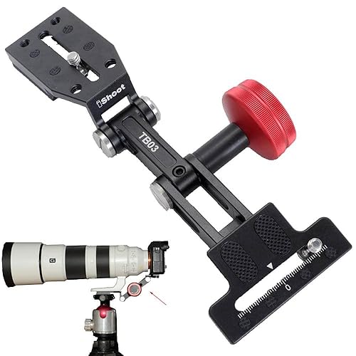 iShoot Foldable Long Focus Lens Support, Portable Telephoto Lens Bracket, Zoom Lens Stand, 2-in1 Camera Quick Release Plate Compatible with Manfrotto