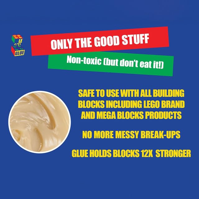 Le Glue Temporary Glue - Compatible with Legos - Non-Permanent Clear Adhesive for Plastic Building Blocks - No Messy Break-Ups - Non-Toxic Formula…