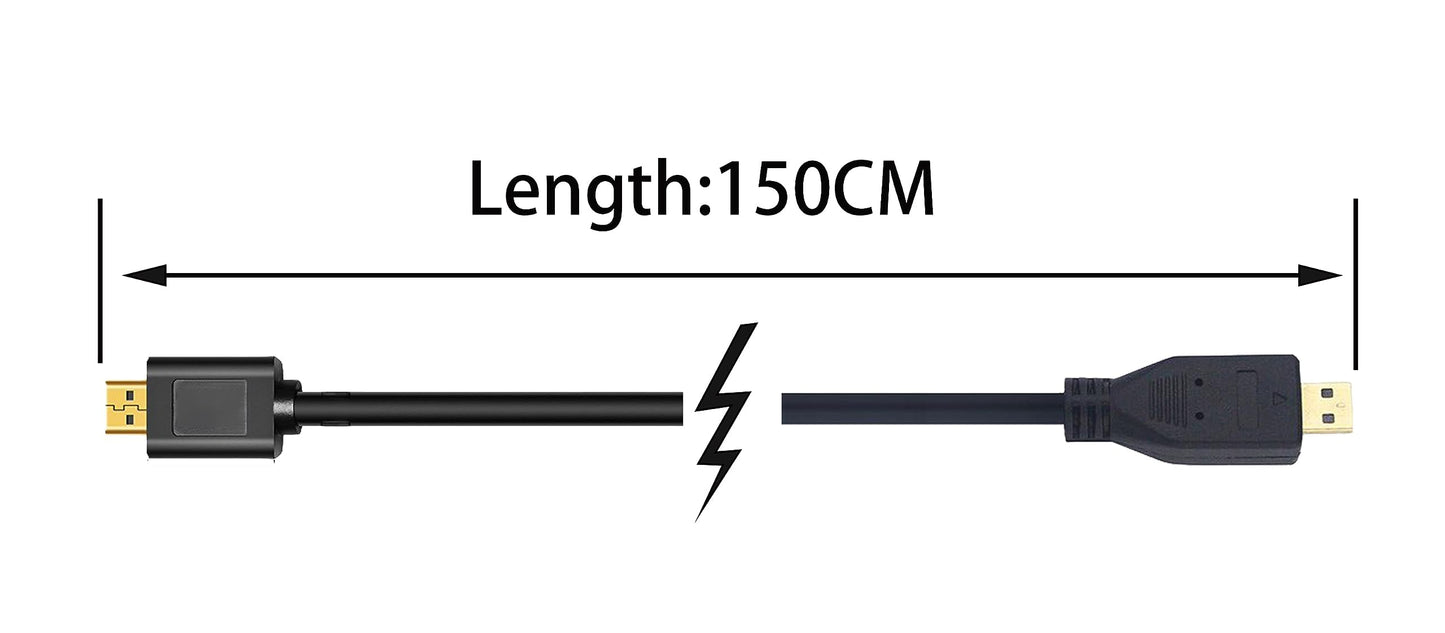 Golden Plated High Speed Micro HDMI Type D to HDMI Type A Male to Male Connector Cable/HD Video Cable for Sony Action Cam HDR-AS10 HDR-AS15