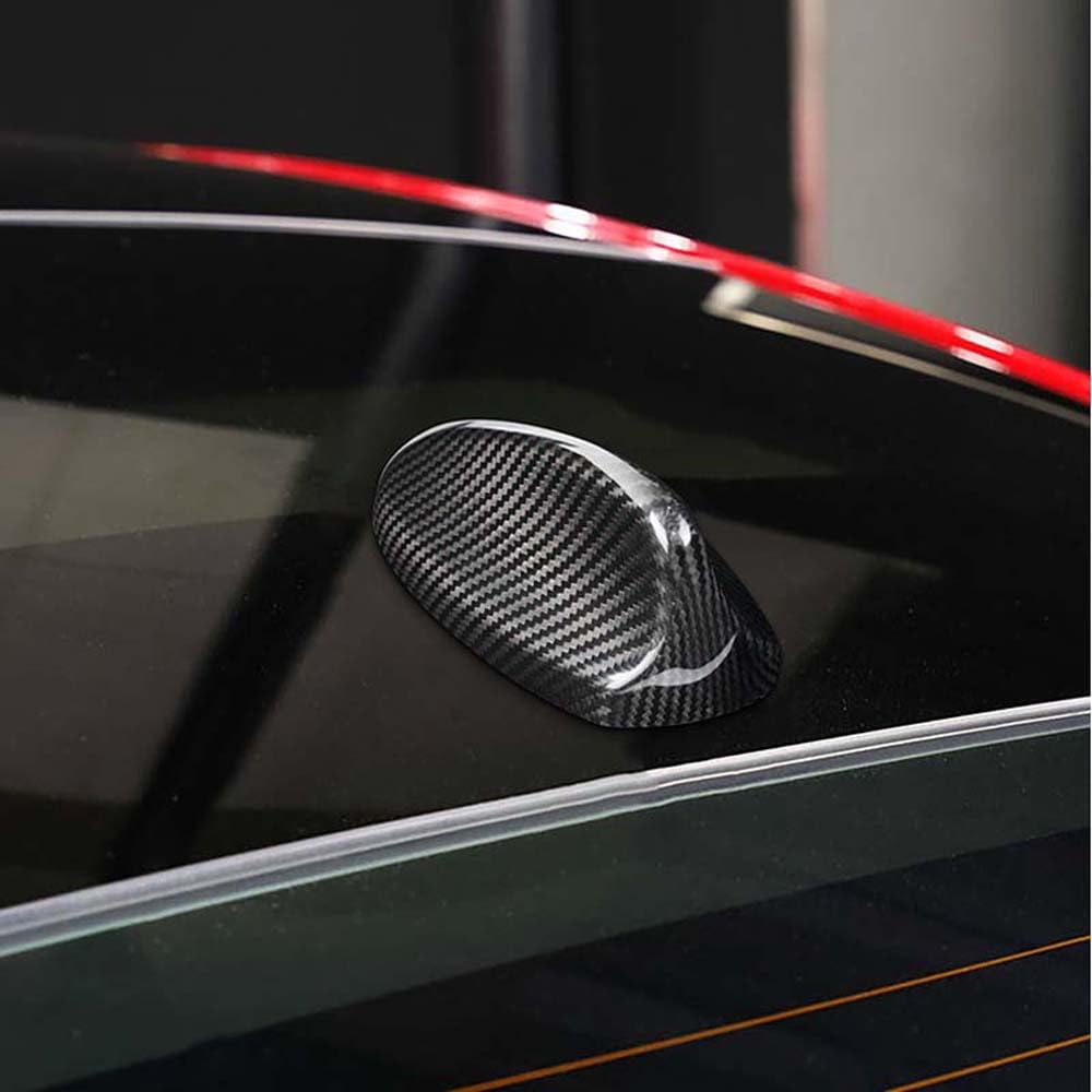 Real Carbon Fiber Car Roof Shark Fin Antenna Cover Radio Signal Base Caps Trim fit for Alfa Romeo Giulia Stelvio Accessories (Black)