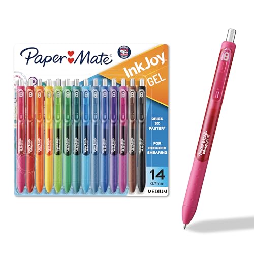 Paper Mate InkJoy Gel Pens, Assorted, Medium Point (0.7mm), 14 Count - Smooth Writing, Back to School, Teacher Supplies, Journaling, Note-Taking