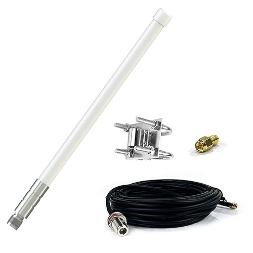 Waterproof 5.8dBi LoRa 915MHz Omni Directional Fiberglass Antenna with 20ft Low Loss Cable Connector for RAK Nebra Bobcat 300 SenseCAP M1 Hotspot HNT