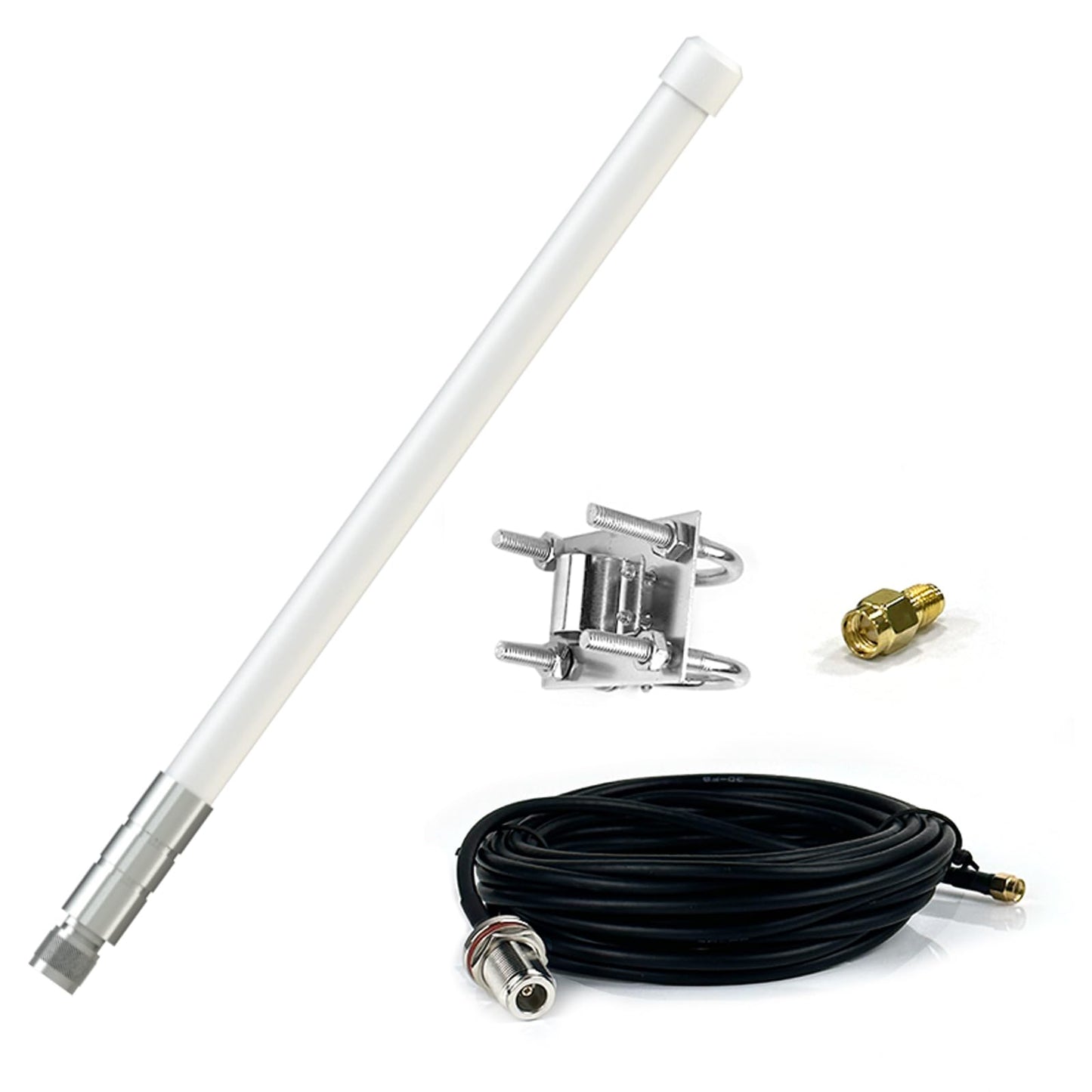 Waterproof 5.8dBi LoRa 915MHz Omni Directional Fiberglass Antenna with 20ft Low Loss Cable Connector for RAK Nebra Bobcat 300 SenseCAP M1 Hotspot HNT