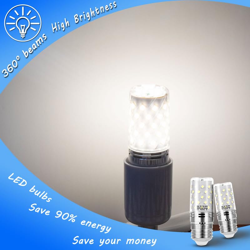 E26 60W Replacement LED Candelabra Corn Bulbs 7W 6000K Daylight, 4 Pack