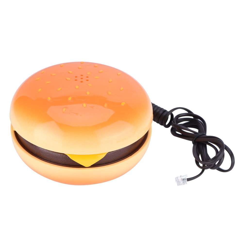 Hamburger Phone, Novelty Retro Telephone with Voice-Frequency Dialing and Flash Function Unique Food Shaped Desk Decor for Home Office Gift Idea