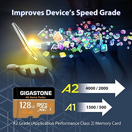 ?5-Years Data Recovery? GIGASTONE 128GB Micro SD Card, 4K Game Turbo, MicroSDXC Memory Card for Nintendo-Switch, GoPro, Action Camera, DJI, UHD Video