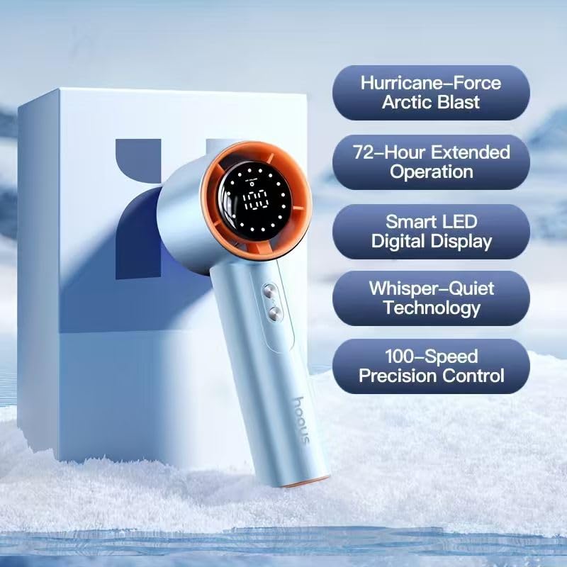 Portable Handheld Semiconductor cooling Fan, 3-Speed USB Rechargeable Mini Fan with Power Display, Ice Fan, Lightweight Personal Fan for Outdoor
