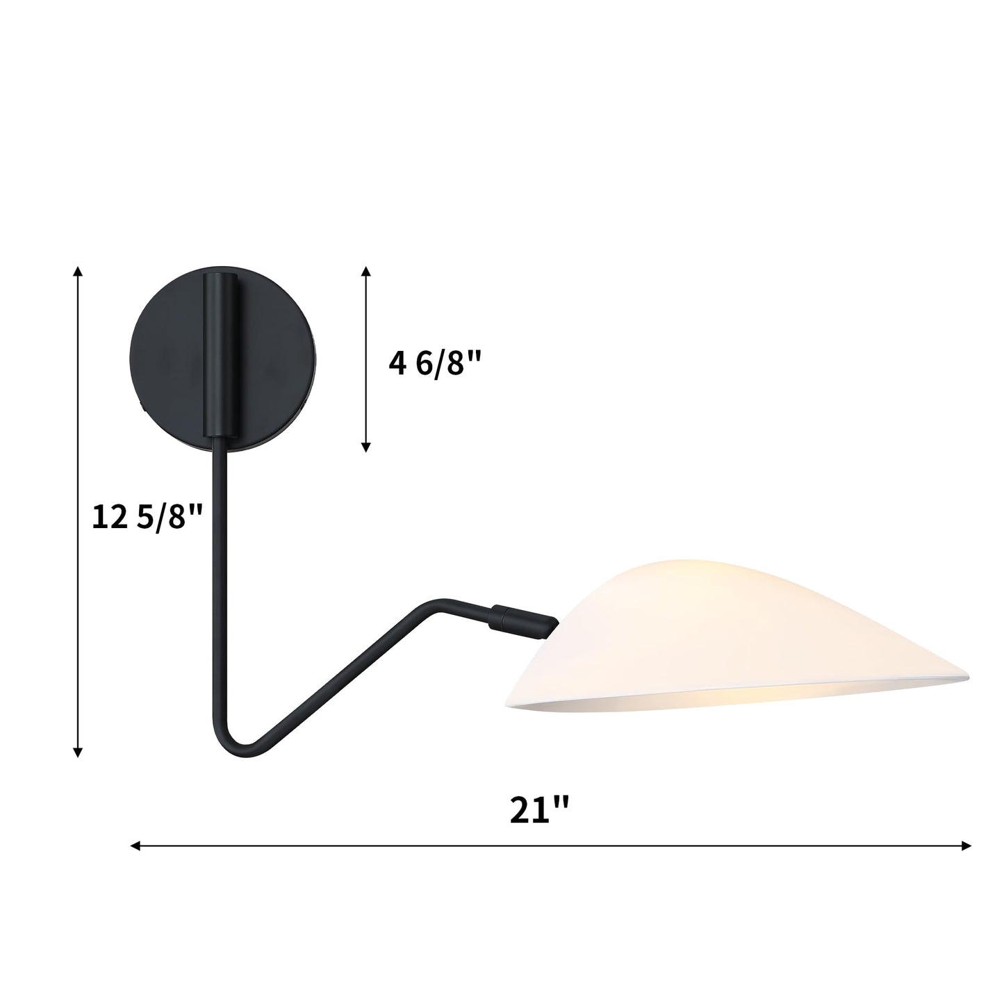 MEXO Adjustable Black Wall Sconce with Opal Shades, Flexible Directional Wall Light with Swivel & Tilt Function, Suitable for Bedrooms, Living Rooms