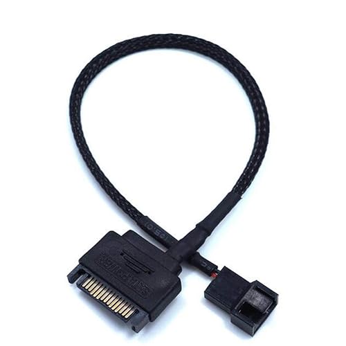 OPSFALCON 2 Pack SATA to 3 Pin / 4 Pin PMW 12V PC Case Fan Power Adapter Cable, 3-Pin or 4-Pin (PWM Connector) to 15 Pin SATA Computer Cooler Cooling