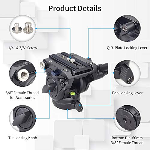 Carbon Fiber Video Monopod-INNOREL VM75CK Professional Hydraulic Fluid Head Monopod Removable Multifunctional Travel Tripod Stand for Gopro DSLR