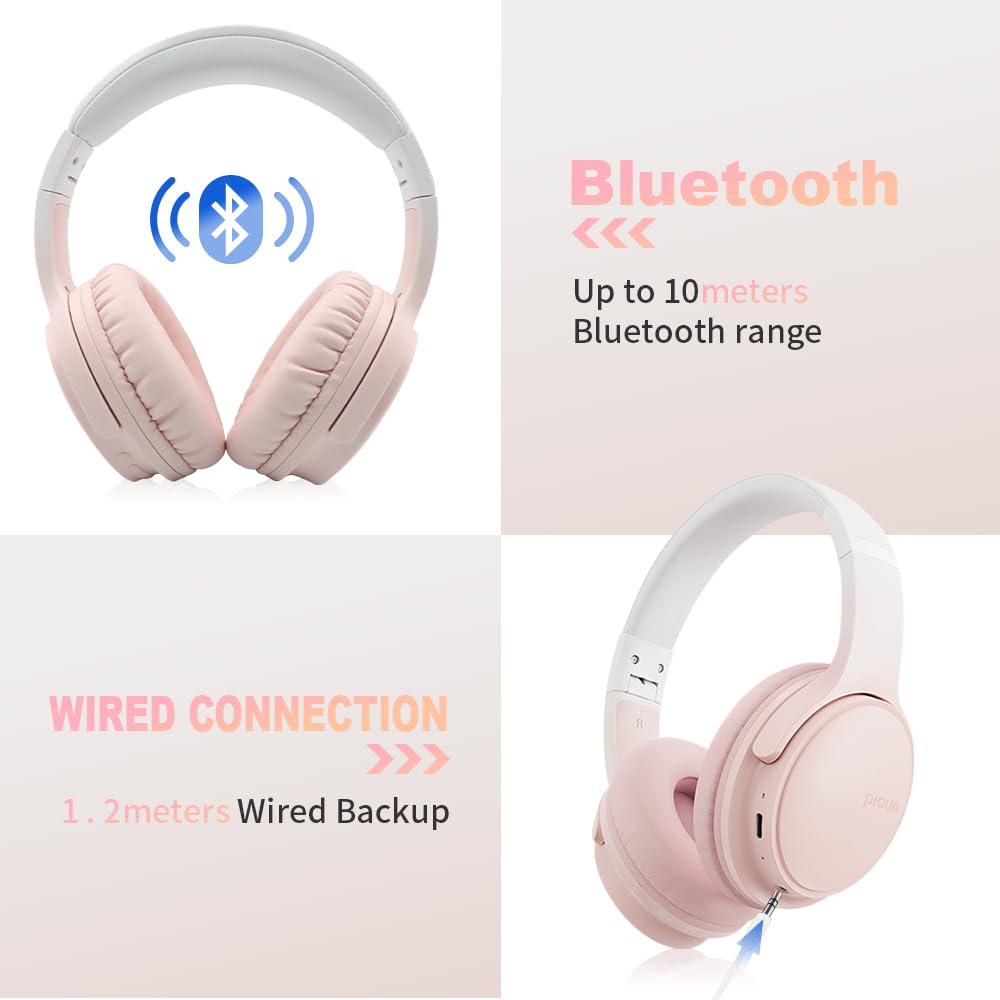 Sungive Bluetooth Headphones Over Ear, Foldable Lightweight Wireless Headsets, HiFi Stereo, HD Microphone, 30H Playtime, Suitable for Mobile Phones…
