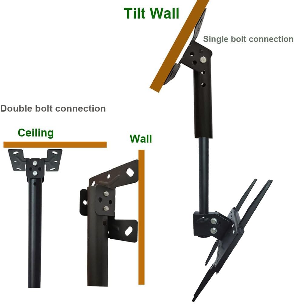 Yuarisx Ceiling TV Mount Adjustable Bracket Fits Most Plasma Flat Screen Display LED LCD OLED TVs 26 to 55 inch, Mounting Holes 400x400mm