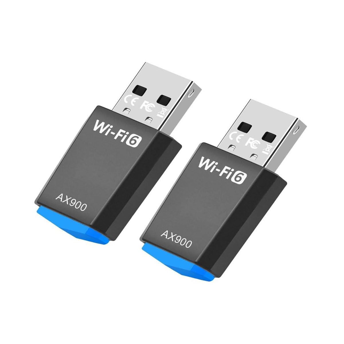 2PCS WiFi 6 USB Adapter 900Mbps Dual-Band (2.4GHz/5GHz) Desktop PC Dongle, No Drivers Required, Black ABS Casing, Built-in 2dBi Antenna, Windows