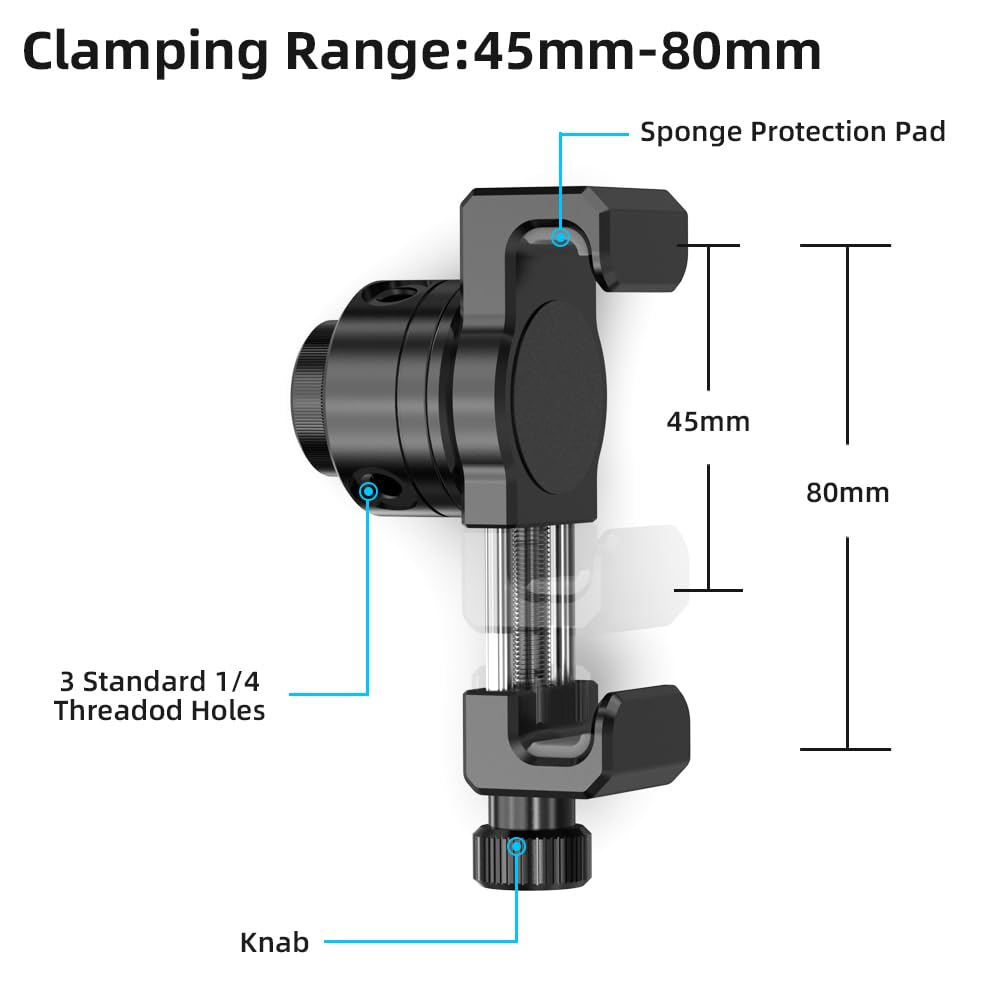 SUREWO Aluminum Cell Phone Fence Mount for iPhone, Go pro,DJI Osmo Action 5Pro/4/3/2, Insta360,Mevo Start Clip Stand for Baseball Softball Tennis