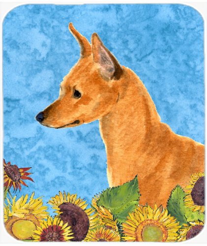 Caroline's Treasures SS4235MP "Min Pin in Summer Flowers Mouse Pad, Hot Pad or Trivet" for Home Office Gaming Working Computers Laptop Mouse