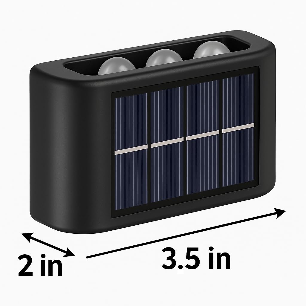 Infinite Basics 4-Pack Solar Wall Lights Outdoor - Up & Down LED Accent Lighting, IP65 Waterproof, Modern Design, Auto On/Off, for Garden, Deck