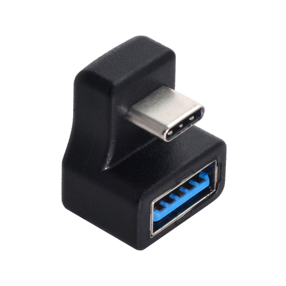cablecc 180 Degree Up & Down Angled Type-C USB-C OTG to USB 3.0 Female Extension Adapter for Cell Phone & Tablet