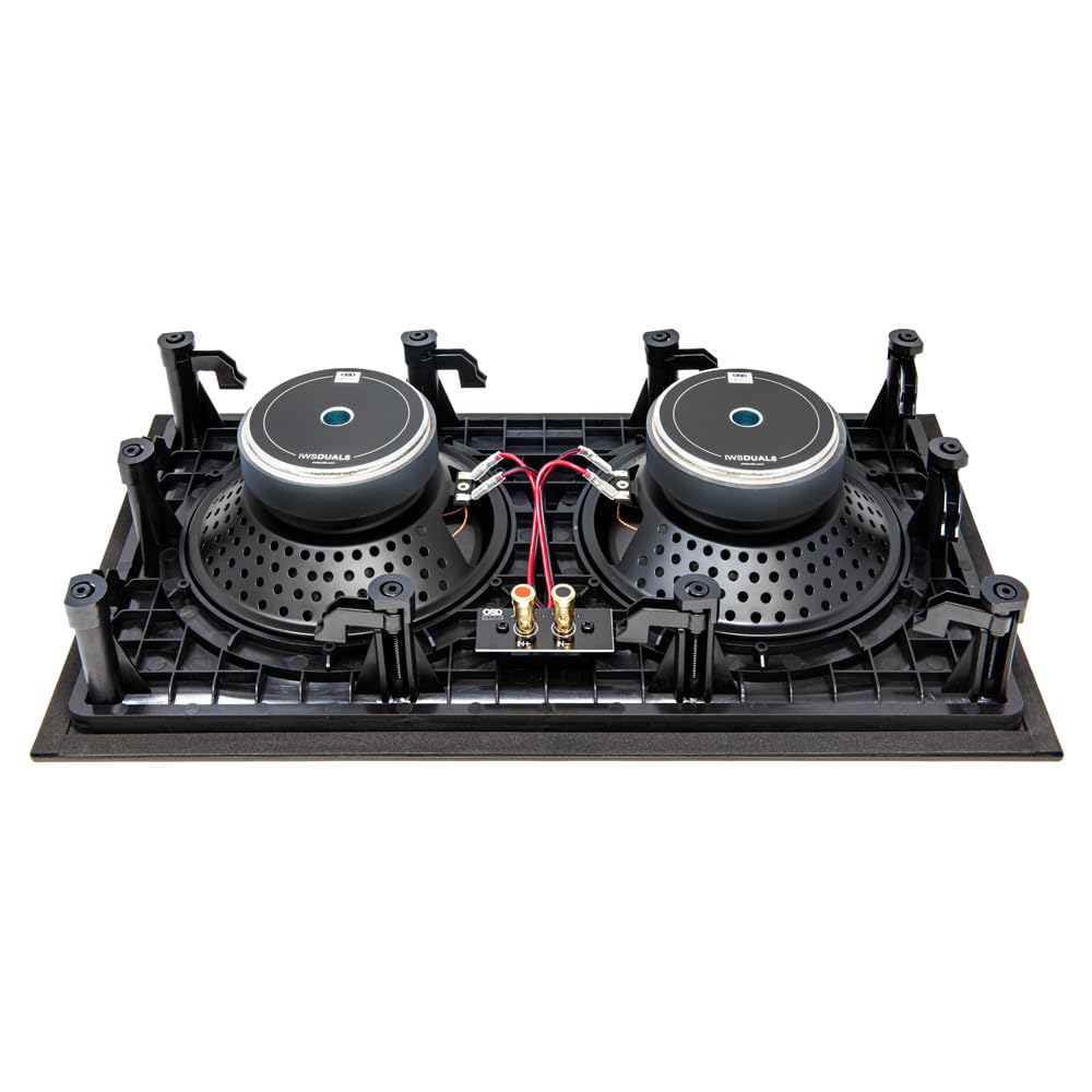 OSD Black Nero IWSDUAL8 in Wall 300W Subwoofer Dual 8" Graphite Cones Magnetic Grill